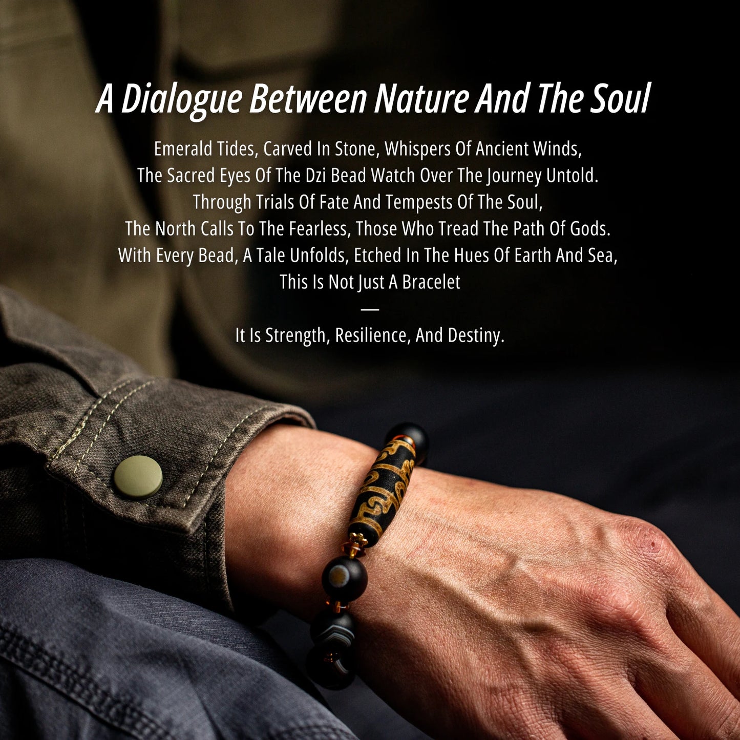 Achat-Armband mit 9-Augen-Dzi – Spirituelles Schutzarmband, 14 mm Naturstein