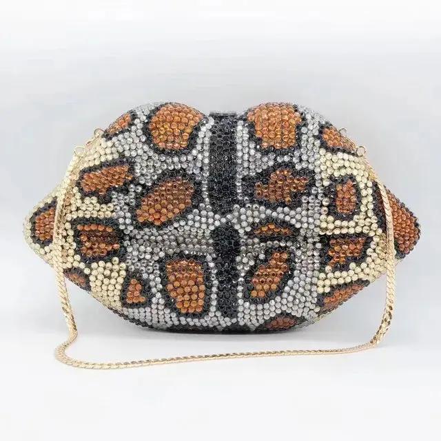 leopardenmuster abendtasche strass eprolo