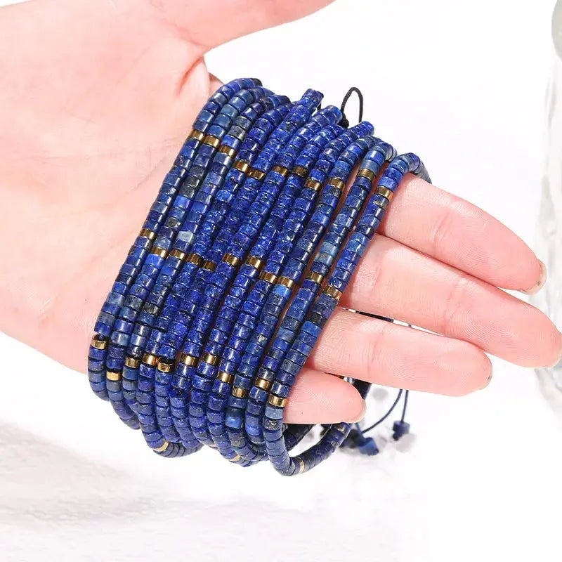 DamenArmbandmitLapislazuli Natursteinhandgemachtfeinflexibel eprolo