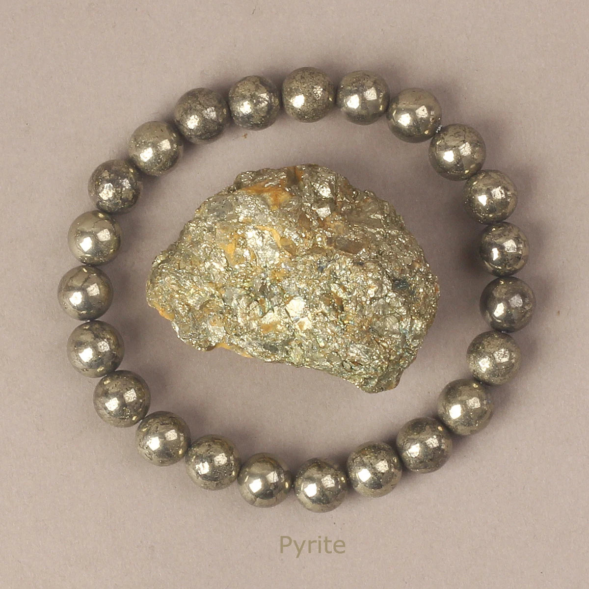 6/8 mm Pyrit-Armband – Heilstein für Energie & Blutkreislauf