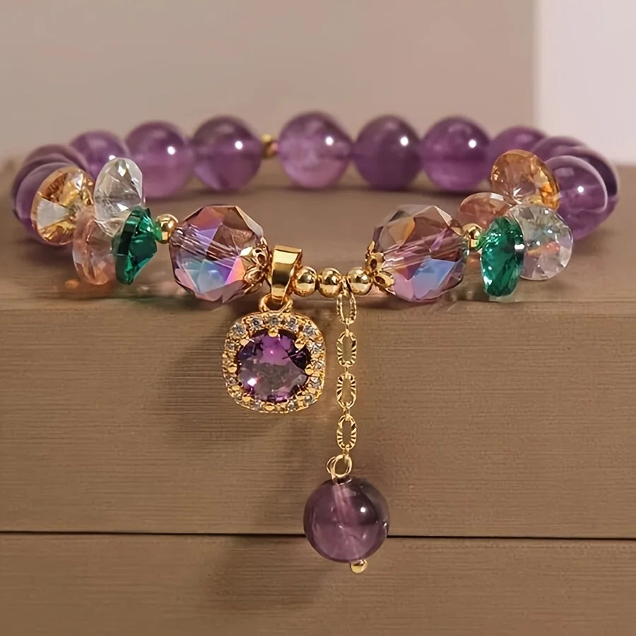 Klassisches Amethyst-Armband – Naturstein & Heilperlen für Damen & Herren