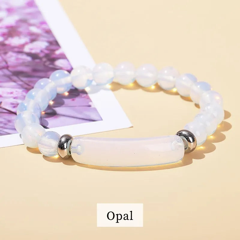 Tigerauge & Amethyst Armband – Rechteckiger Naturstein-Charm für Damen & Herren