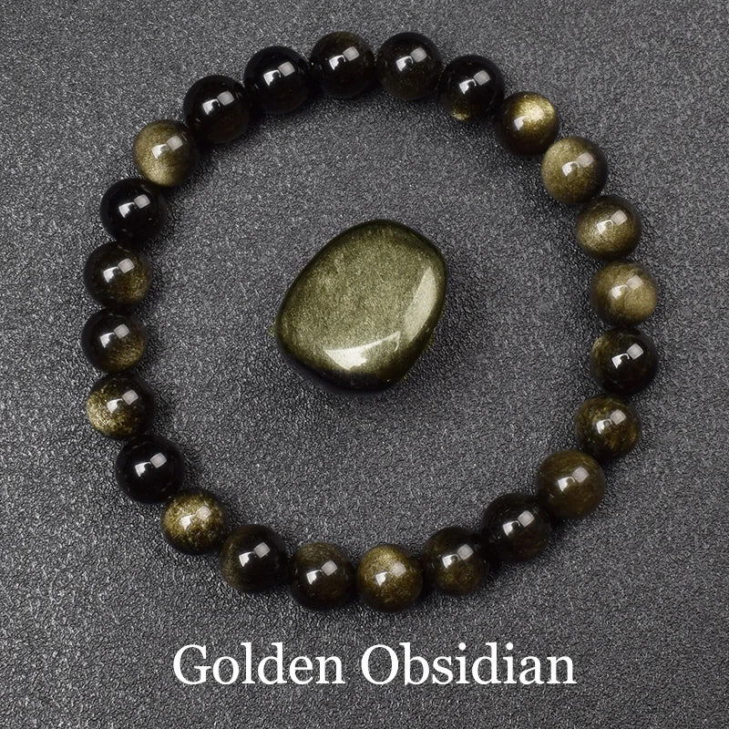 Goldener Obsidian Armband – Naturstein-Energieschmuck für Damen & Herren