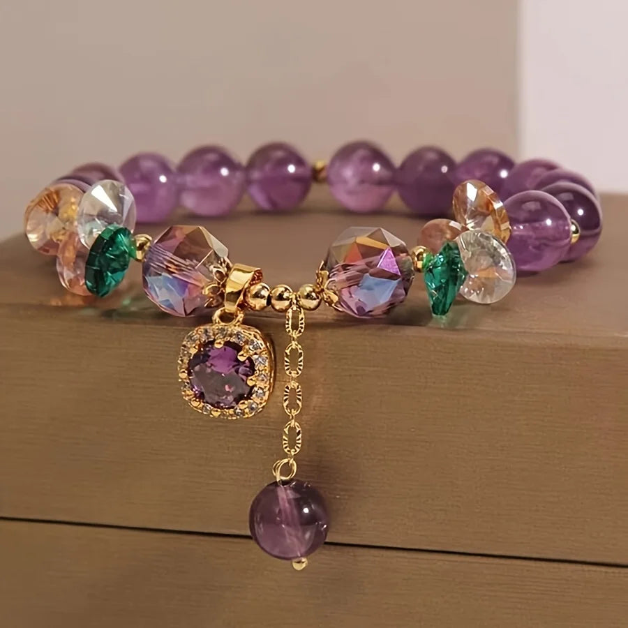 Klassisches Amethyst-Armband – Naturstein & Heilperlen für Damen & Herren