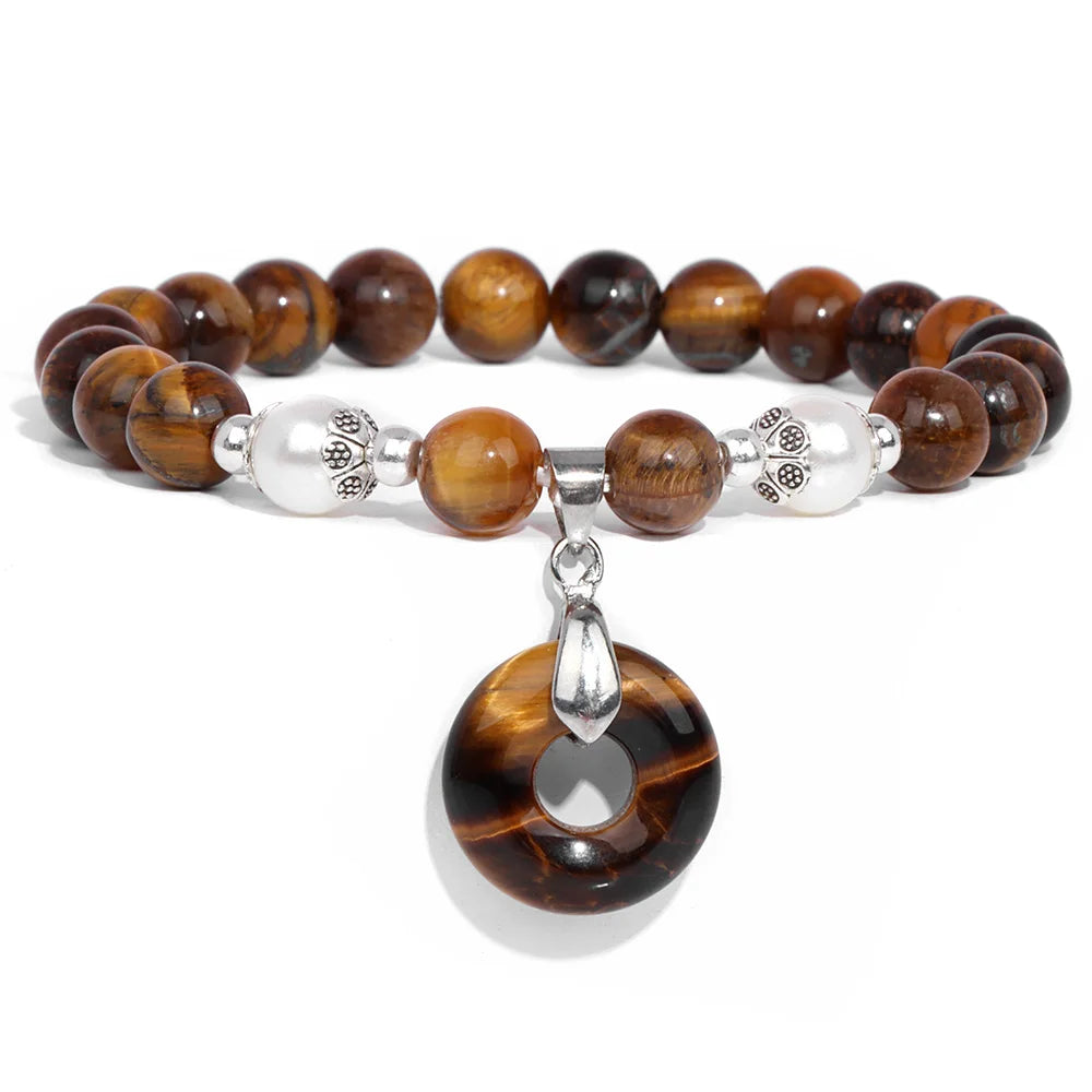 Kraftstein-Armband mit Symbolen – Naturstein-Schmuck für Frauen