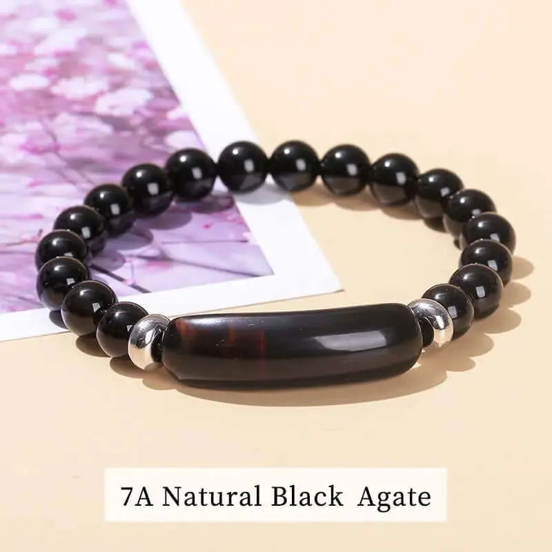 Tigerauge & Amethyst Armband RechteckigerNaturstein-Charm eprolo