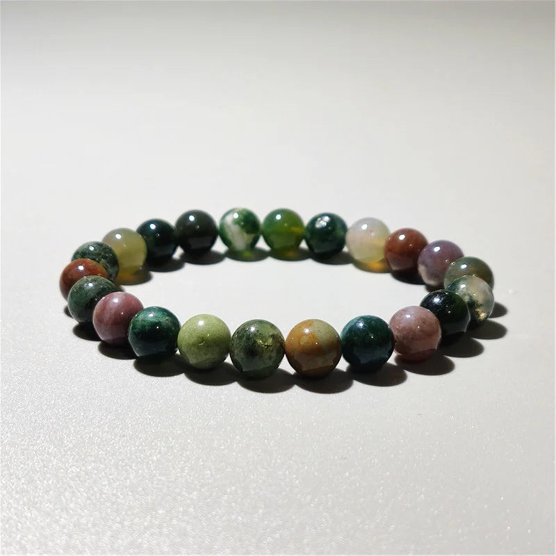 Indischer Achat Naturstein-Armband – Unisex Zylinder Perlen