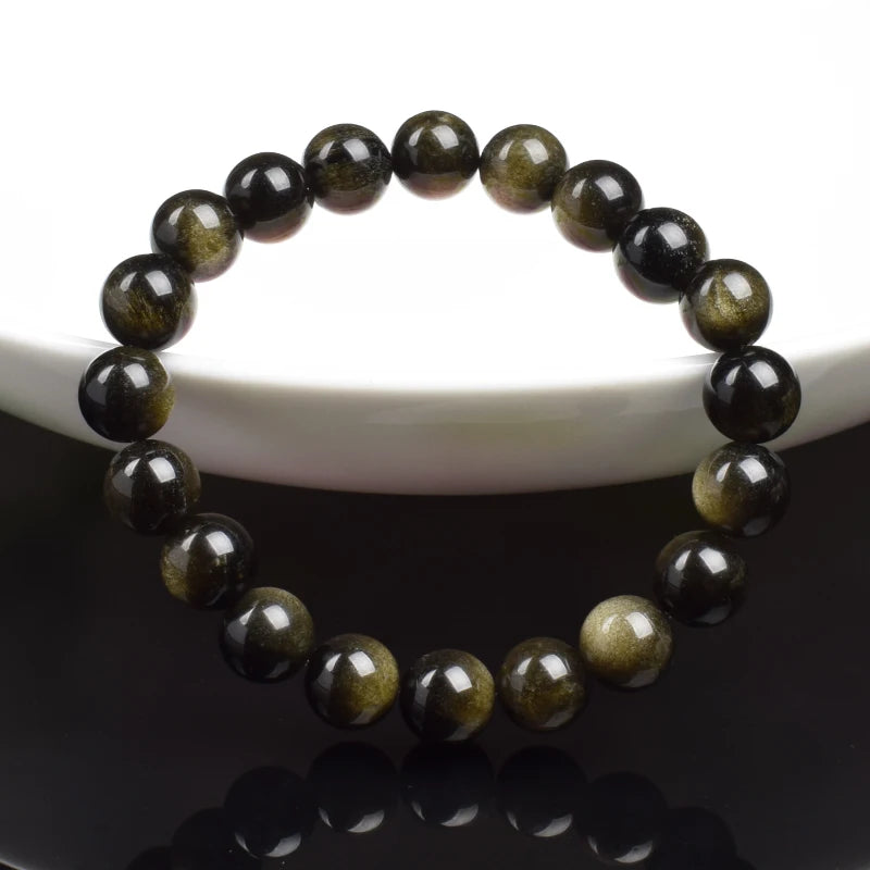 Goldener Obsidian Armband – Naturstein-Energieschmuck für Damen & Herren