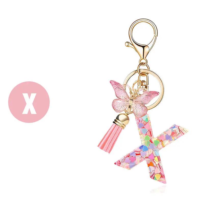 Kristall Buchstabe Keychain mit Herz CJ
