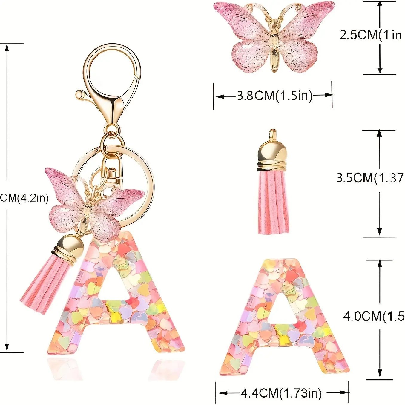 Kristall Buchstabe Keychain mit Herz CJ