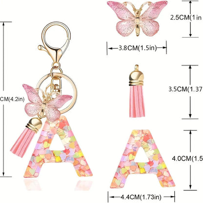 Kristall Buchstabe Keychain mit Herz CJ