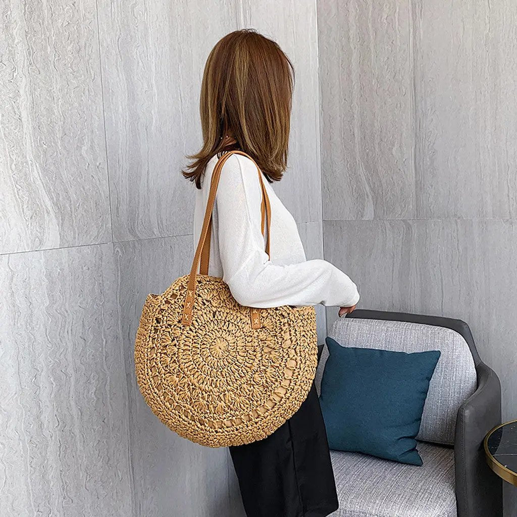 Runder Stroh Crochet Bag CJ