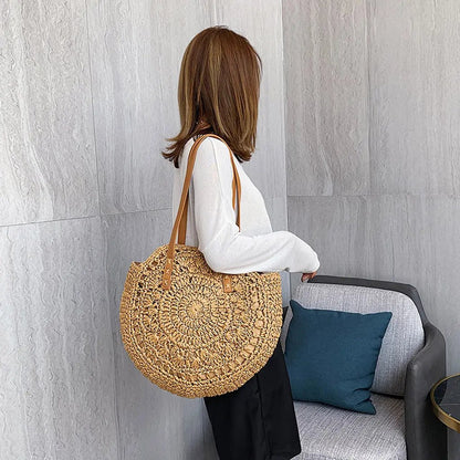 Runder Stroh Crochet Bag CJ
