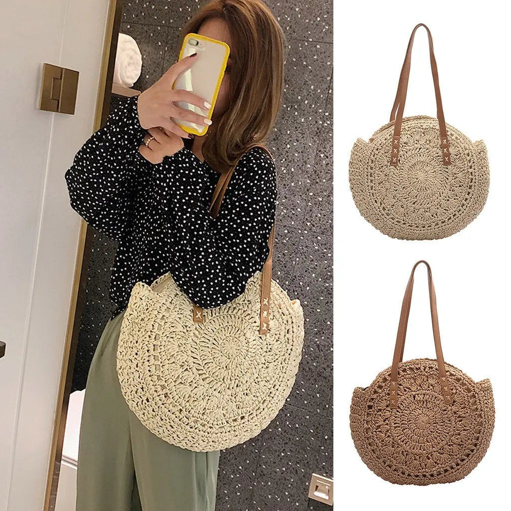 Runder Stroh Crochet Bag CJ