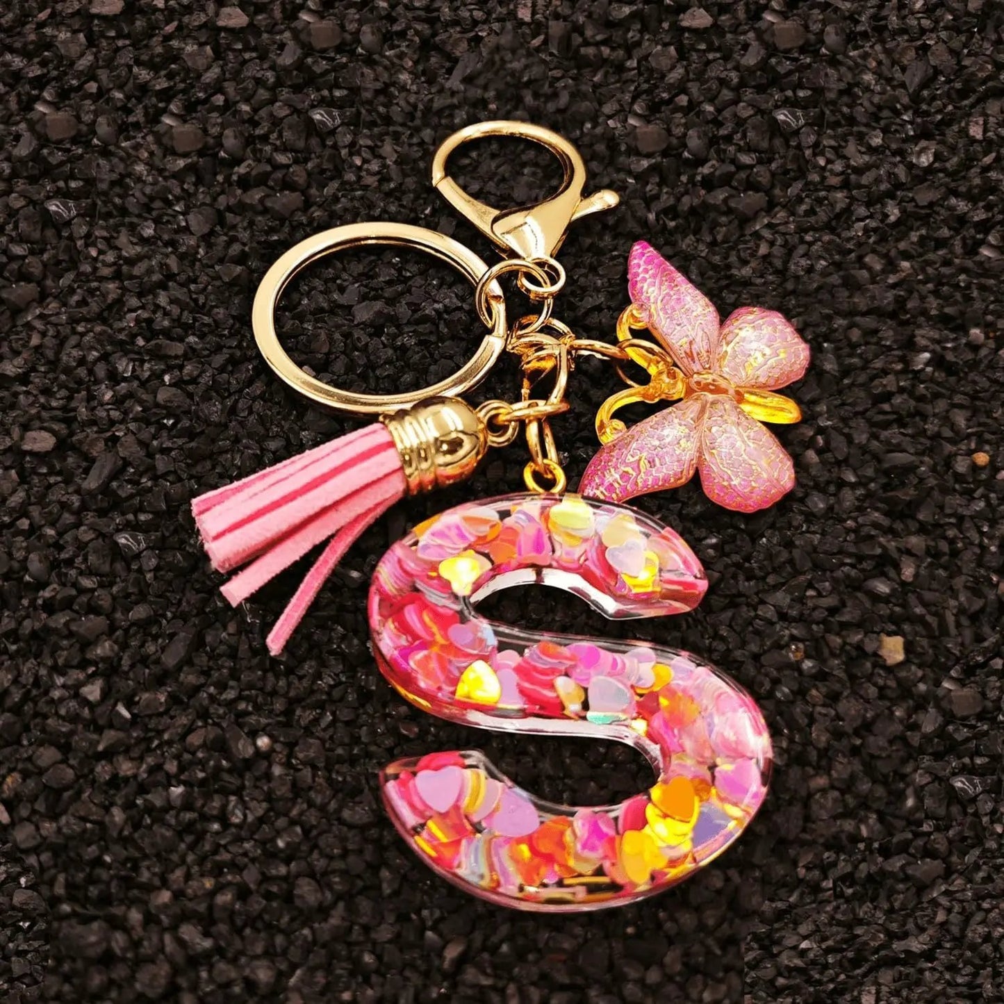 Kristall Buchstabe Keychain mit Herz CJ