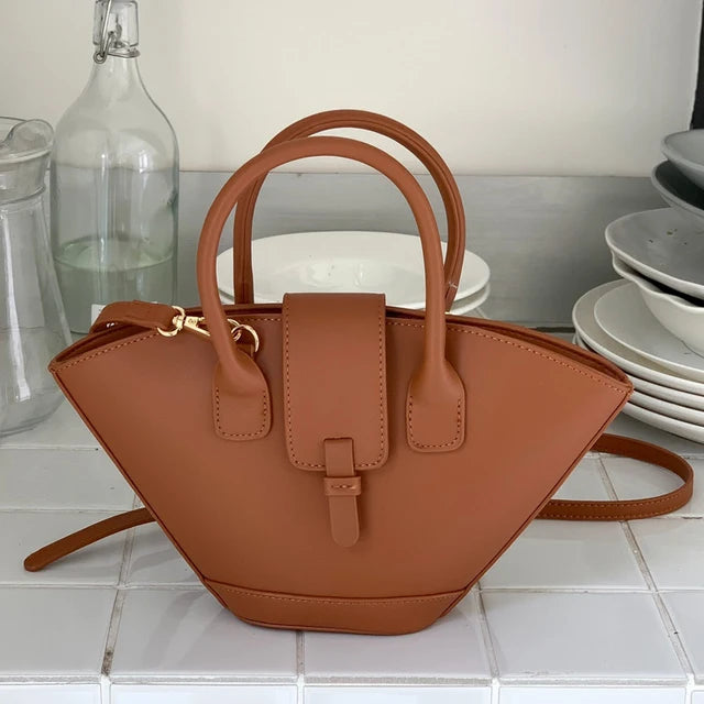 Vintage Shell Bag Damen – Kleine PU Leder Handtasche im Korean Style