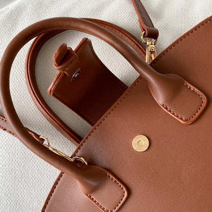 Vintage Shell Bag Damen – Kleine PU Leder Handtasche im Korean Style
