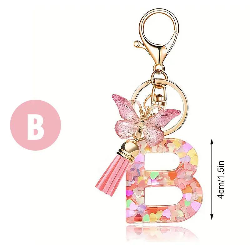 Kristall Buchstabe Keychain mit Herz CJ