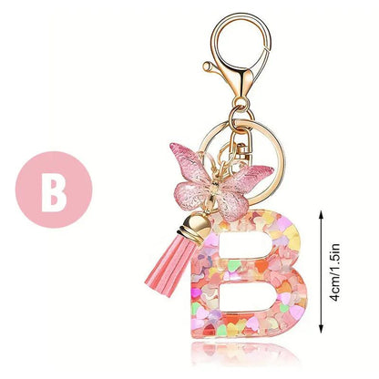 Kristall Buchstabe Keychain mit Herz CJ