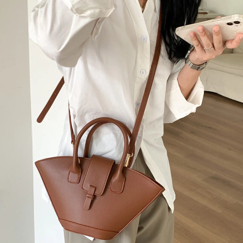 Vintage Shell Bag Damen – Kleine PU Leder Handtasche im Korean Style