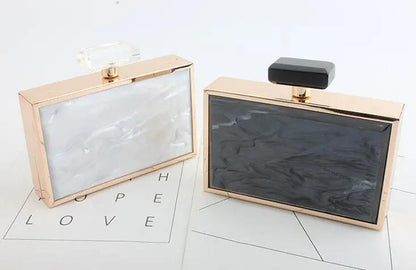 acrylic evening bag with perfume bottle