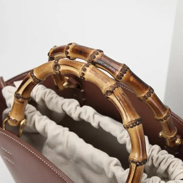 Leder Bambus Eimer Tasche CJ