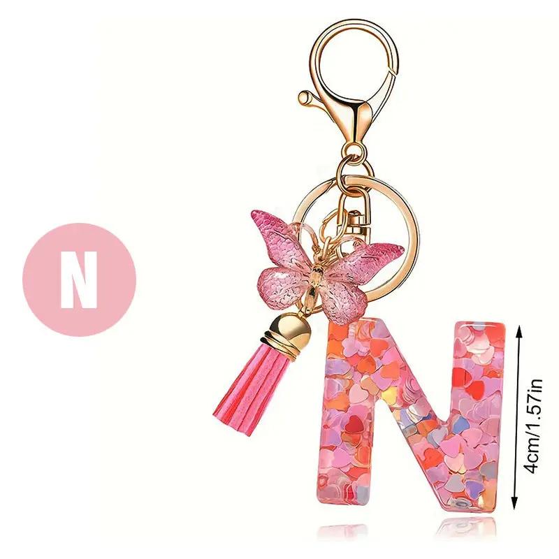 Kristall Buchstabe Keychain mit Herz CJ