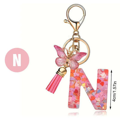 Kristall Buchstabe Keychain mit Herz CJ