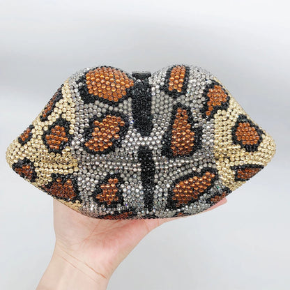 Leopardenmuster Clutch mit Strass – Glitzer-Abendtasche für Damen