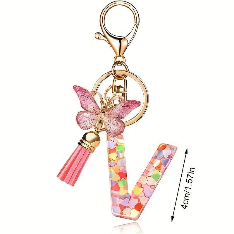 Kristall Buchstabe Keychain mit Herz CJ