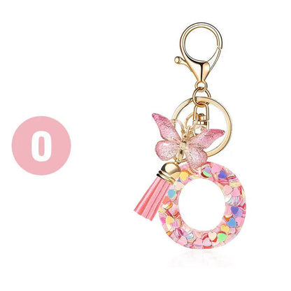 Kristall Buchstabe Keychain mit Herz CJ