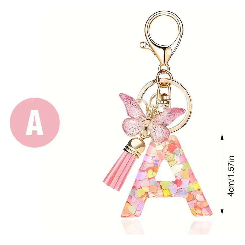 Kristall Buchstabe Keychain mit Herz CJ