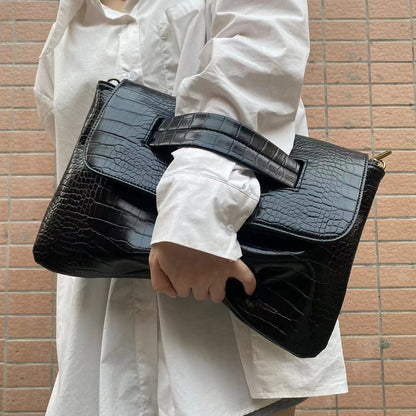 Elegante Aufbewahrungstasche für Dokumente – Croco-Struktur, groß & robust