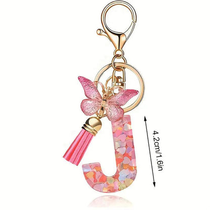 Kristall Buchstabe Keychain mit Herz CJ