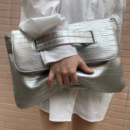 Elegante Aufbewahrungstasche für Dokumente – Croco-Struktur, groß & robust