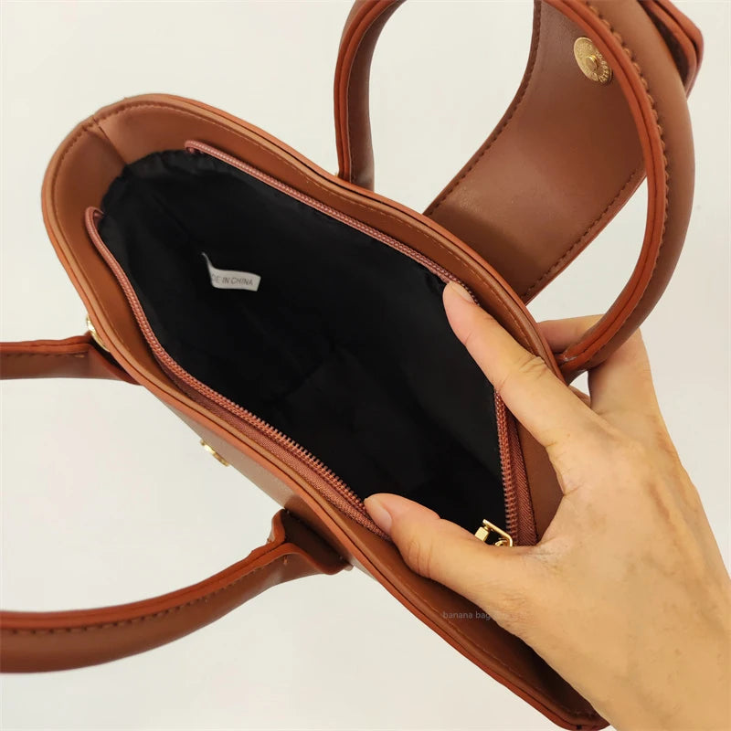 Vintage Shell Bag Damen – Kleine PU Leder Handtasche im Korean Style