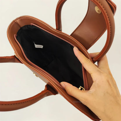 Vintage Shell Bag Damen – Kleine PU Leder Handtasche im Korean Style