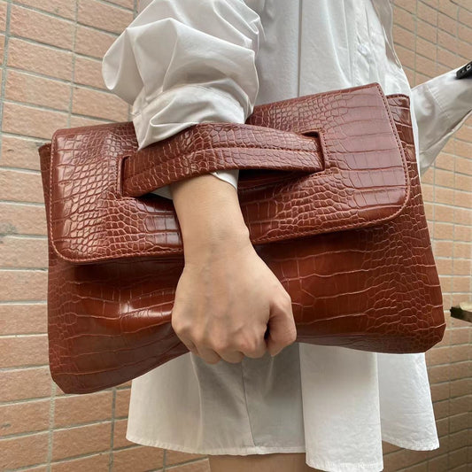 Elegante Aufbewahrungstasche für Dokumente – Croco-Struktur, groß & robust