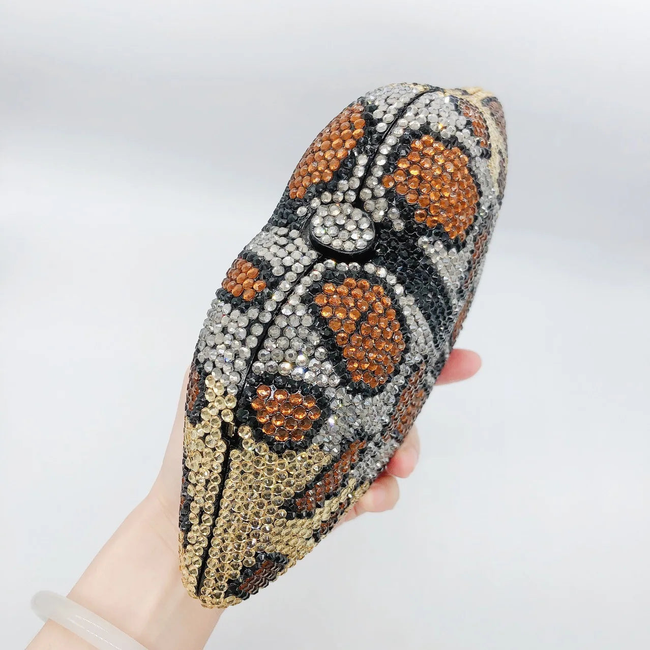 Leopardenmuster Clutch mit Strass – Glitzer-Abendtasche für Damen