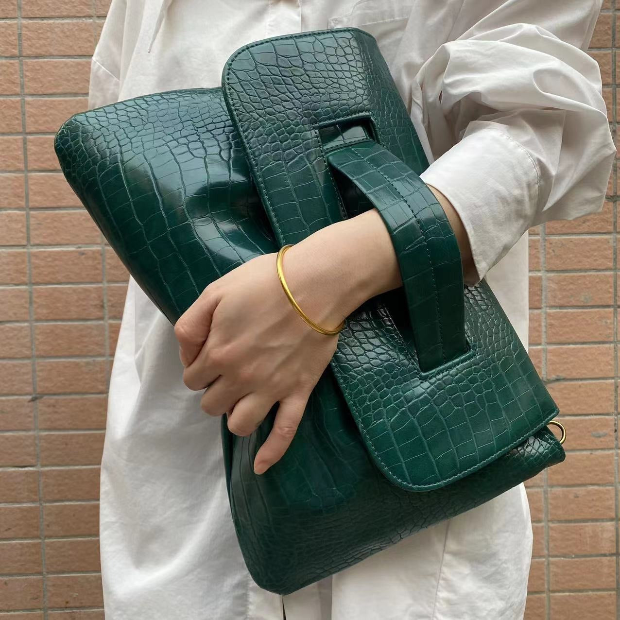 Elegante Aufbewahrungstasche für Dokumente – Croco-Struktur, groß & robust