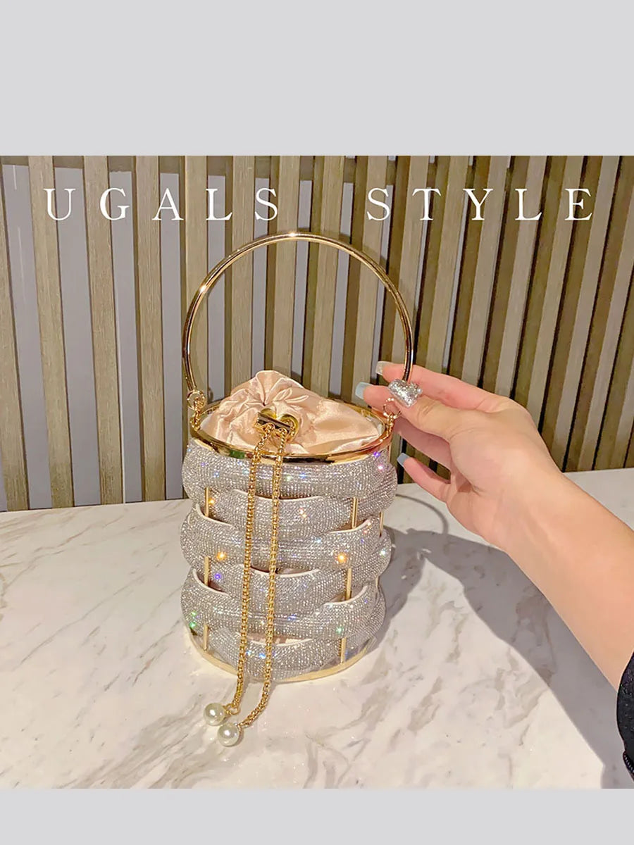 Multicolor Kristall Clutch – Elegante Geflochtene Tasche für Frauen