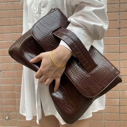 Elegante Aufbewahrungstasche für Dokumente – Croco-Struktur, groß & robust