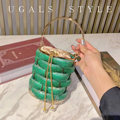 Multicolor Kristall Clutch – Elegante Geflochtene Tasche für Frauen