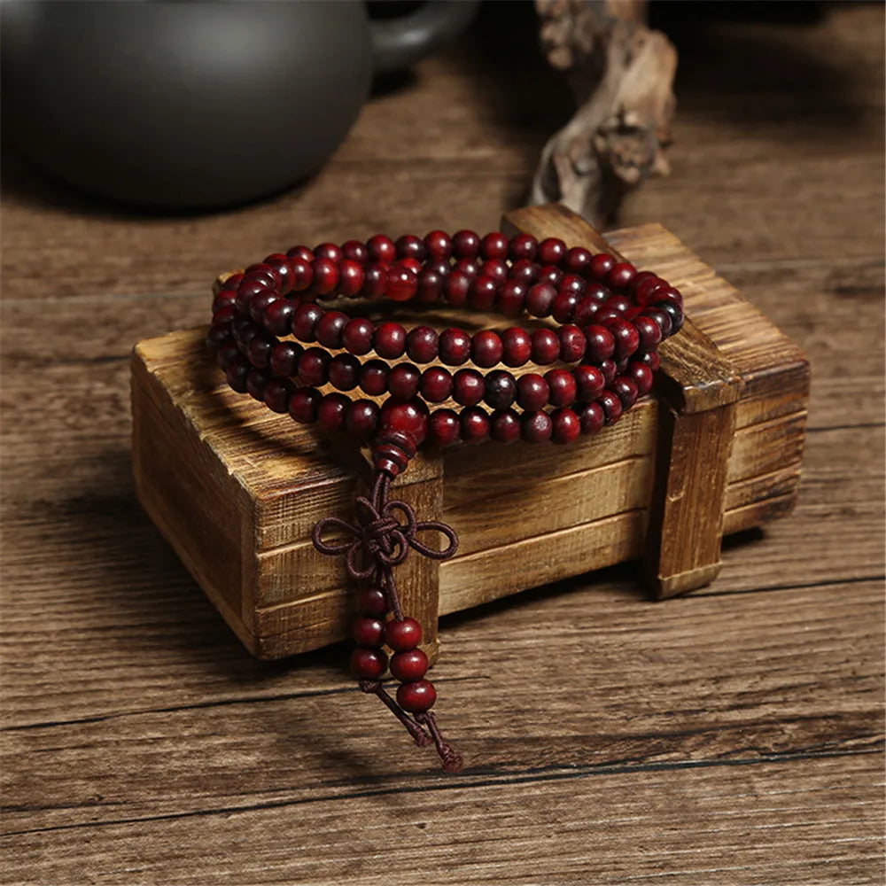 Grünes Sandelholz-Armband 6 mm – Buddhistische Mala für Damen & Herren