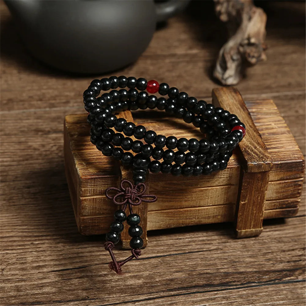 Grünes Sandelholz-Armband 6 mm – Buddhistische Mala für Damen & Herren