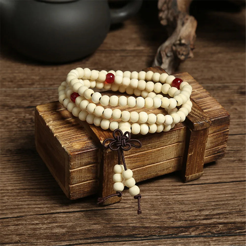 Grünes Sandelholz-Armband 6 mm – Buddhistische Mala für Damen & Herren