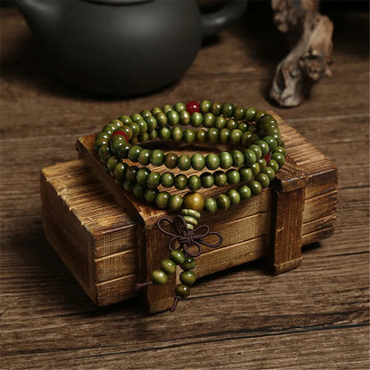Grünes Sandelholz-Armband 6 mm – Buddhistische Mala für Damen & Herren