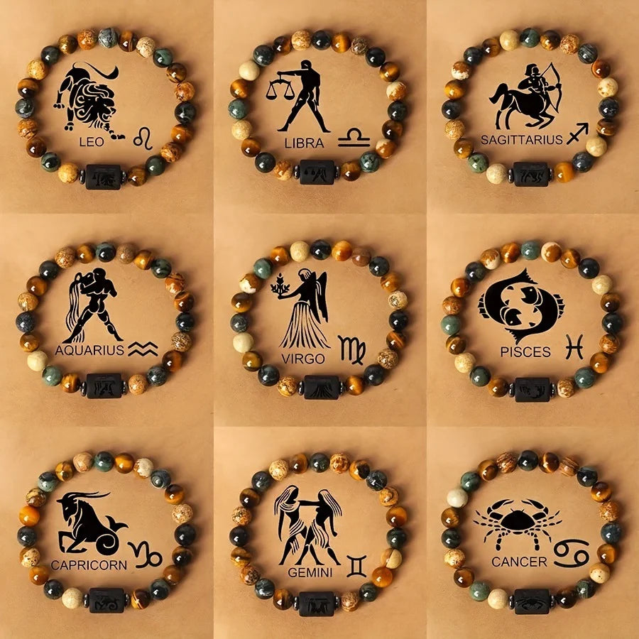 Tigerauge Sternzeichen-Armband – 12 Sternbilder Glücksarmband