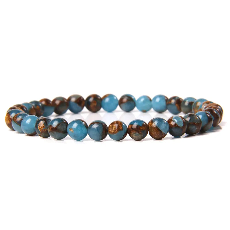 6 mm Naturstein-Armband – Apatit, Lapislazuli & Türkis für Damen & Herren