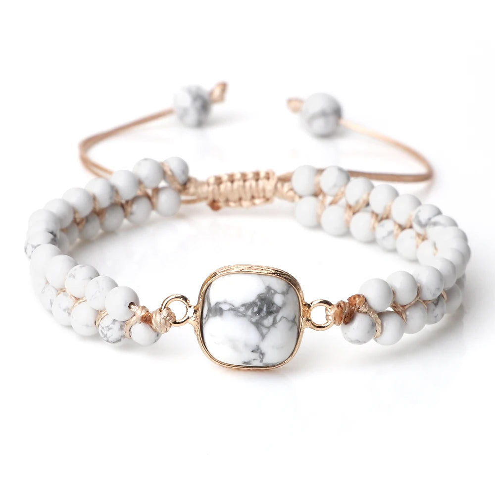 4 mm Howlith-Armband – Mini-Naturstein für Yoga & Heilung